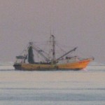 Fishing Boat on the Gulf 1/13/2012 off Kahala Beach in Galveston Texas